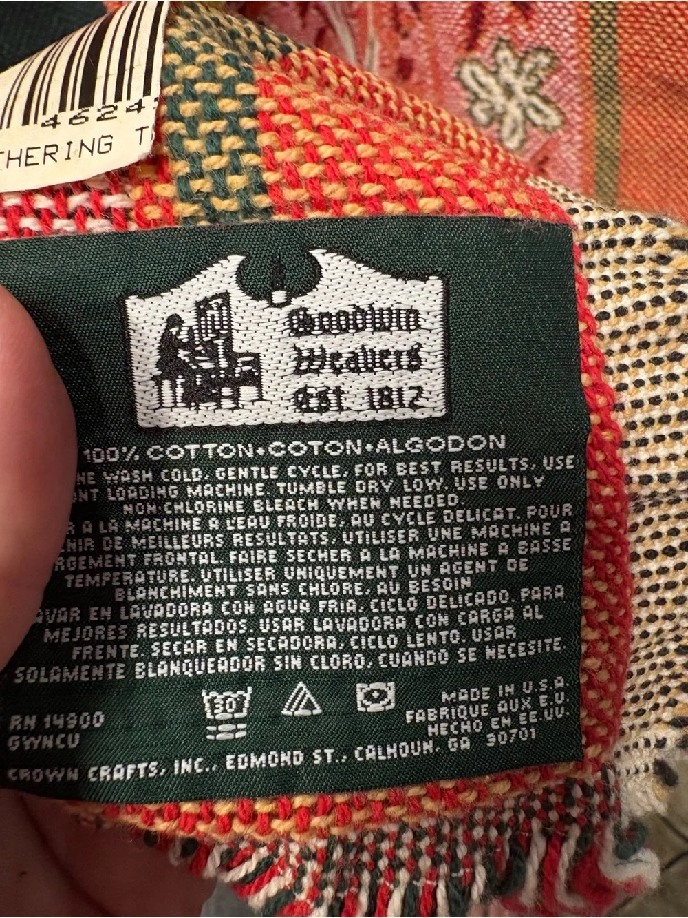 Vintage Goodwin Weavers Classic  Fruit Basket Tapestry Throw Blanket